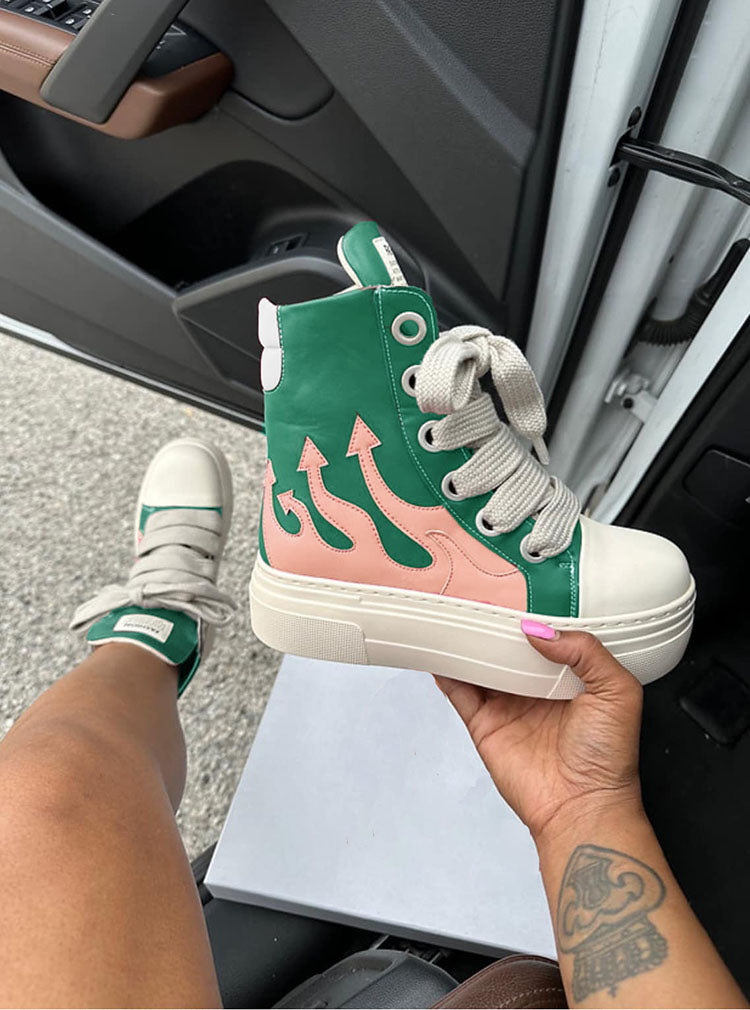 PU Flame High-Top Sneakers