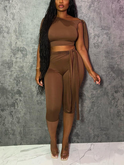 Tie-Up Top & Capri Leggings Set