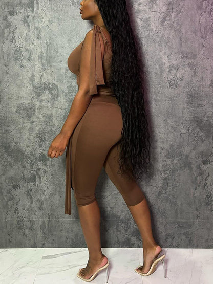 Tie-Up Top & Capri Leggings Set