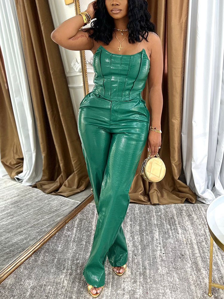Leather Tube Top & Pants Set