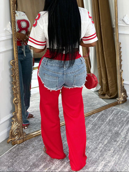 Contrast Denim Joggers