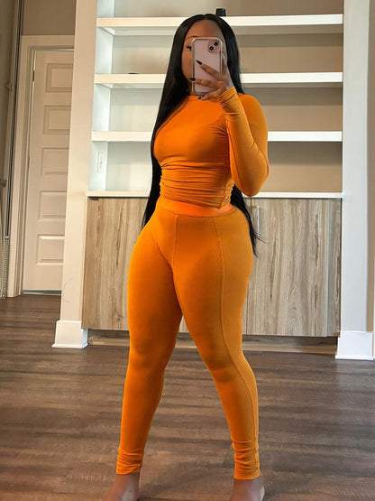 Basic Loungewear Crop Top & Leggings Set