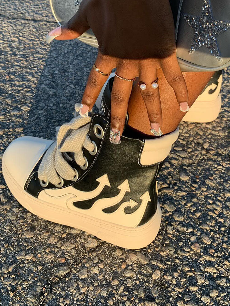 PU Flame High-Top Sneakers