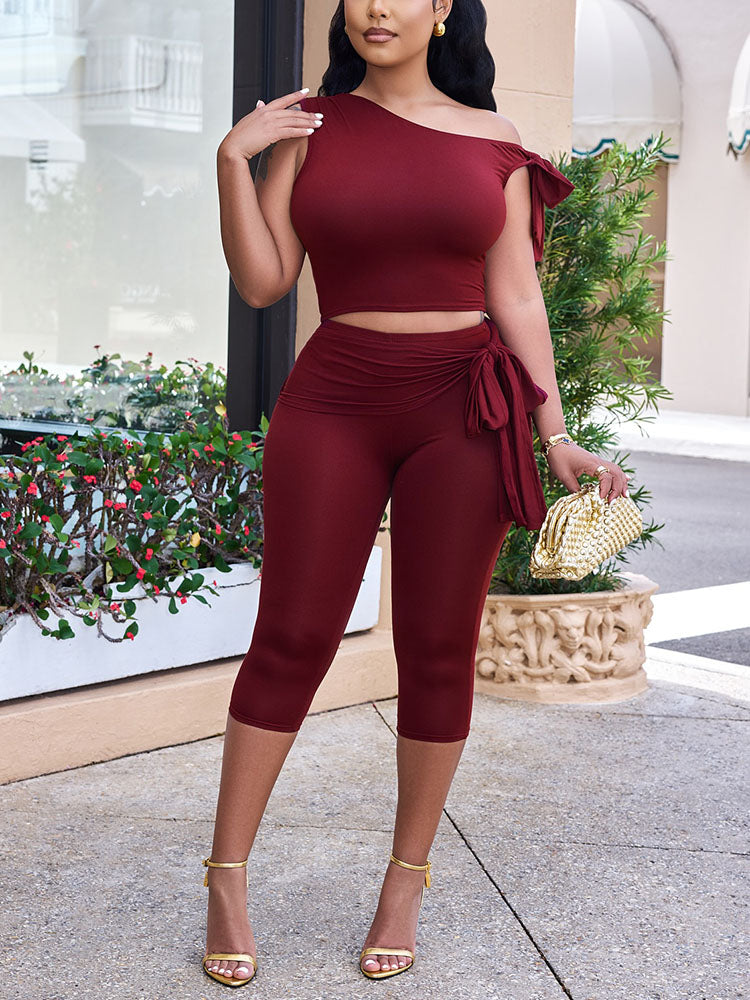 Tie-Up Top & Capri Leggings Set