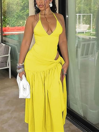 Halter Top Split Maxi Skirt Set