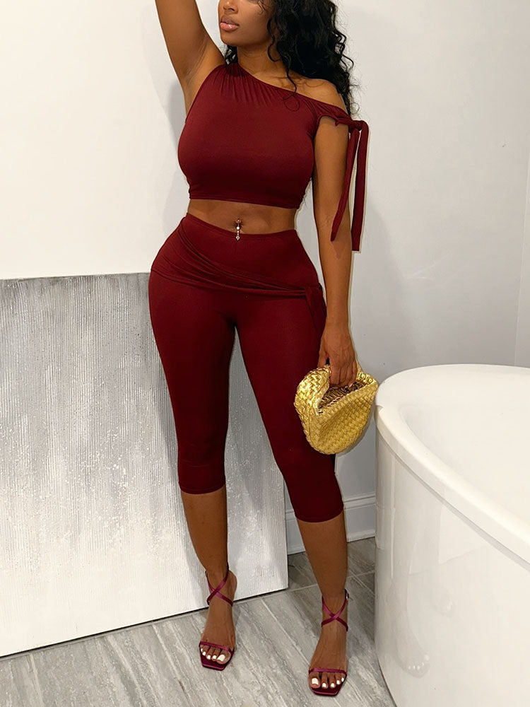 Tie-Up Top & Capri Leggings Set