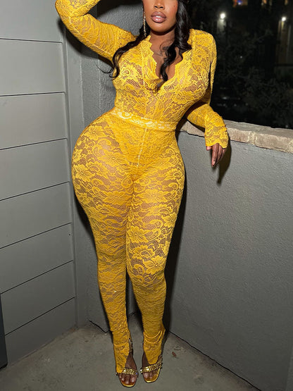 Statement Lace Bodysuit & Pants Set