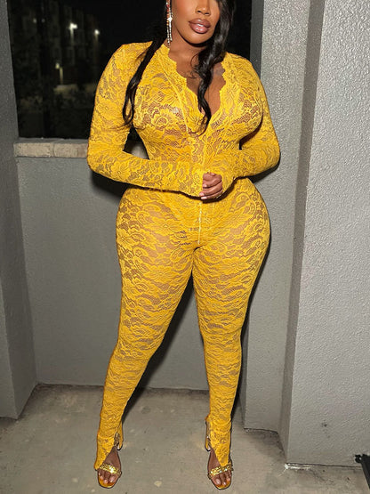 Statement Lace Bodysuit & Pants Set