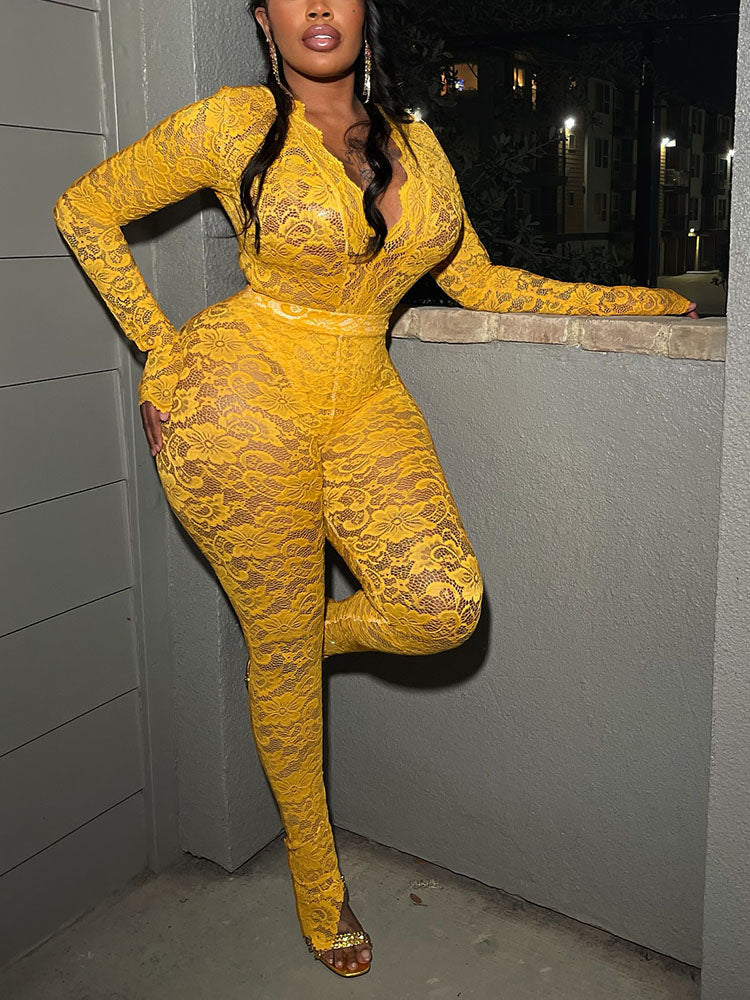 Statement Lace Bodysuit & Pants Set