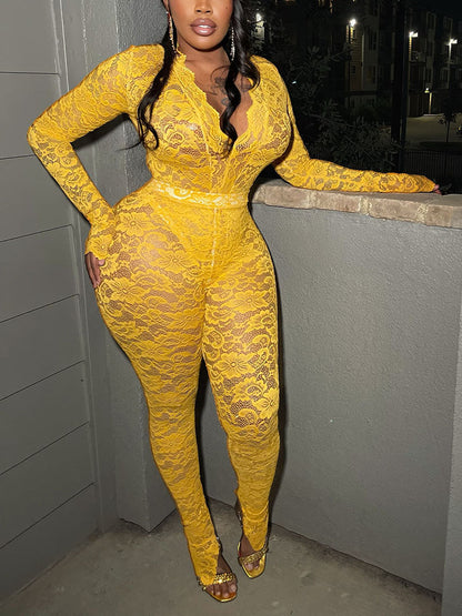Statement Lace Bodysuit & Pants Set