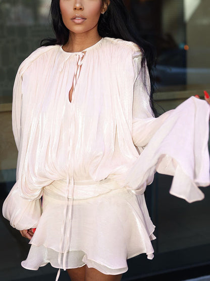 Dreamy Silky Satin Ruffle Mini Dress