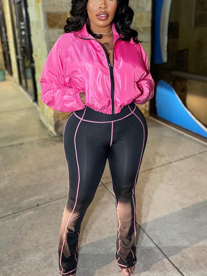 Contrast Windbreaker Jacket & Leggings Set