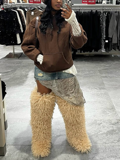 Thigh High Mongolian Fur Boots