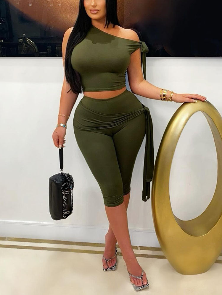 Tie-Up Top & Capri Leggings Set