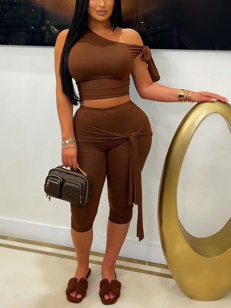 Tie-Up Top & Capri Leggings Set