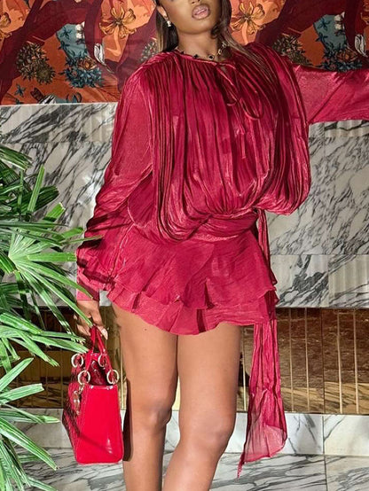 Dreamy Silky Satin Ruffle Mini Dress