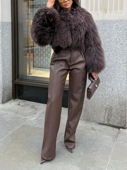 Cloud Mongolian Fur Jacket