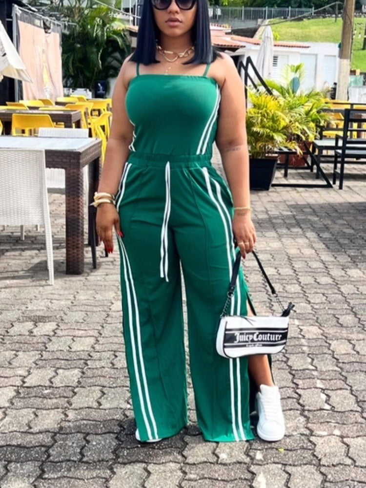 Striped Tube Top & Wide Pants Set