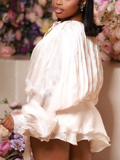 Dreamy Silky Satin Ruffle Mini Dress