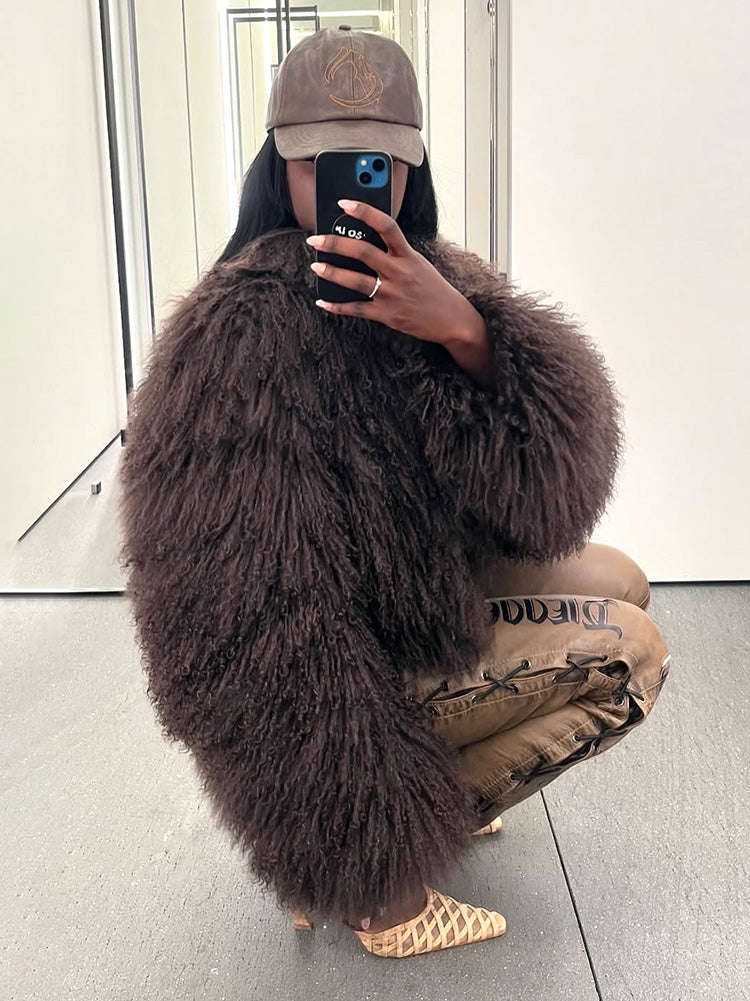 Cloud Mongolian Fur Jacket