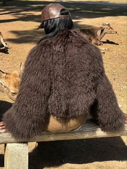 Cloud Mongolian Fur Jacket