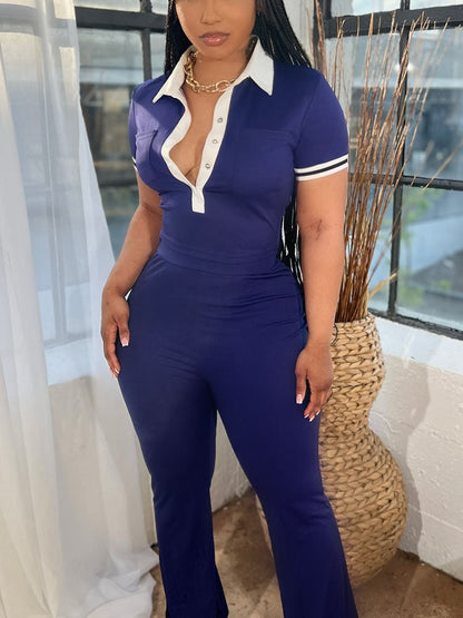 Classy Polo Crop Top & Wide Pants Set