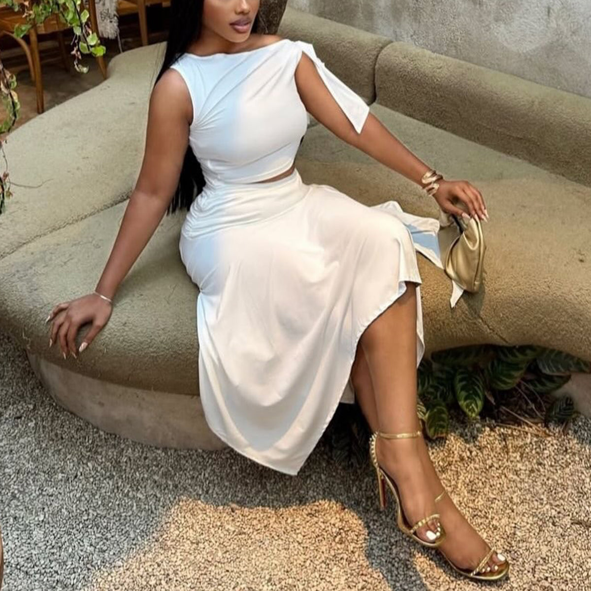 One Shoulder Top & Split Skirt