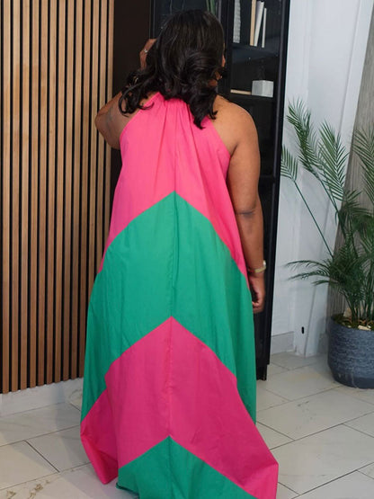 Vacation Color Block Maxi Dress