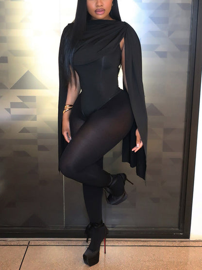 Goddess Draped Cape Bodysuit