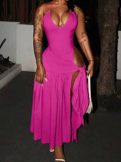 Beach Halter Bodysuit & Wrap Tie Skirt Set