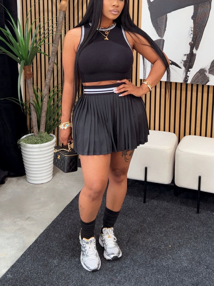 Crop Top & Pleated Tennis Skirt Set