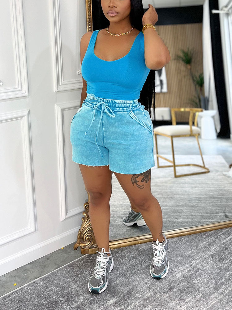 Washed Tank Top & Shorts Set