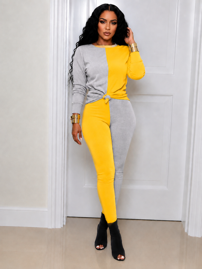Colorblock Combo Top & Pants Set