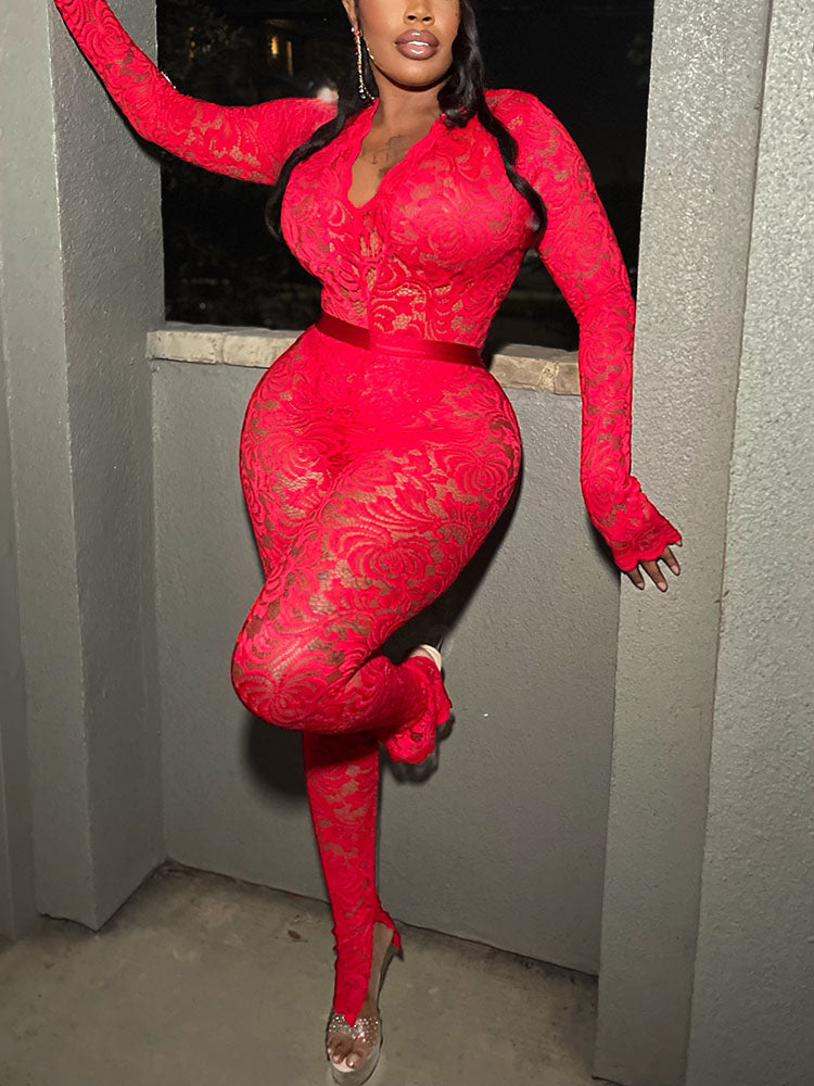 Statement Lace Bodysuit & Pants Set