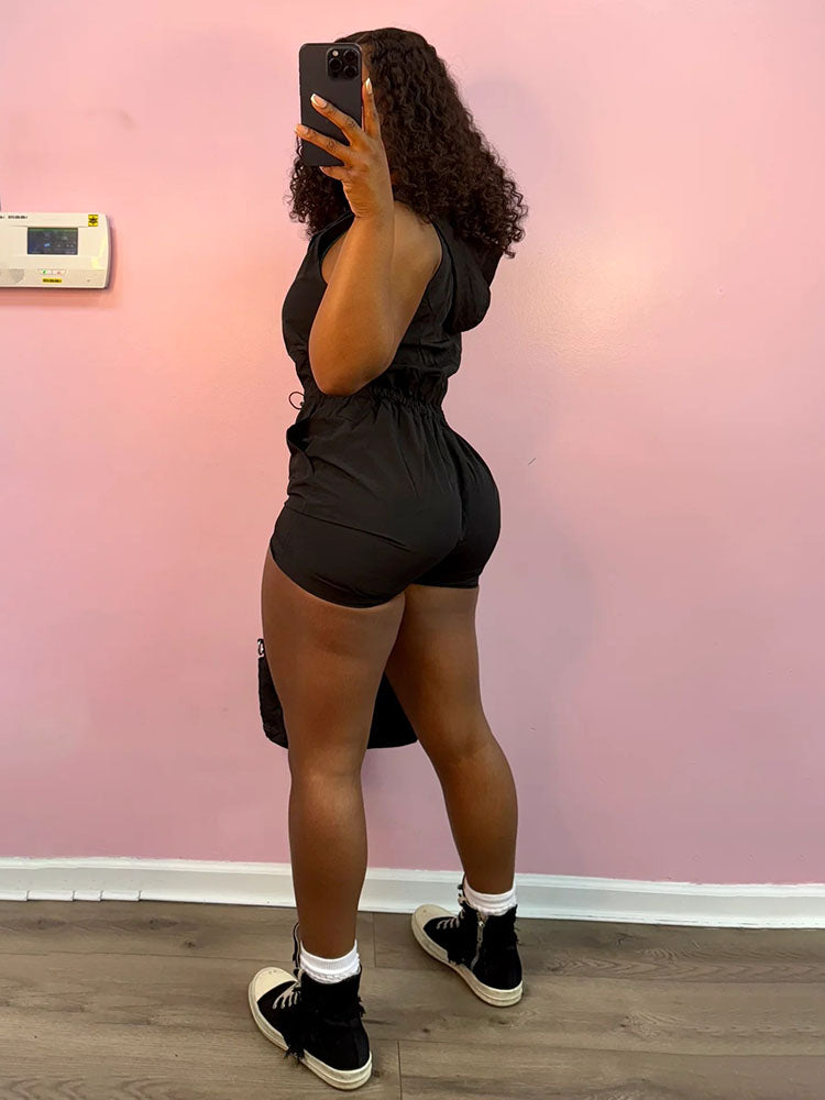 Sleeveless Zip Hoodie Romper
