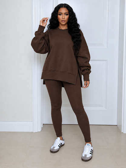 Solid Sweatshirt & Skinny Pants Set