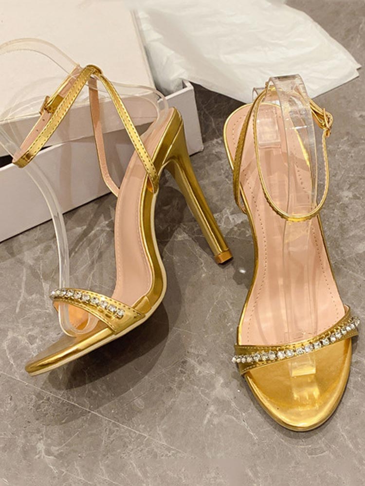 Rhinestone Ankle Strap Heels
