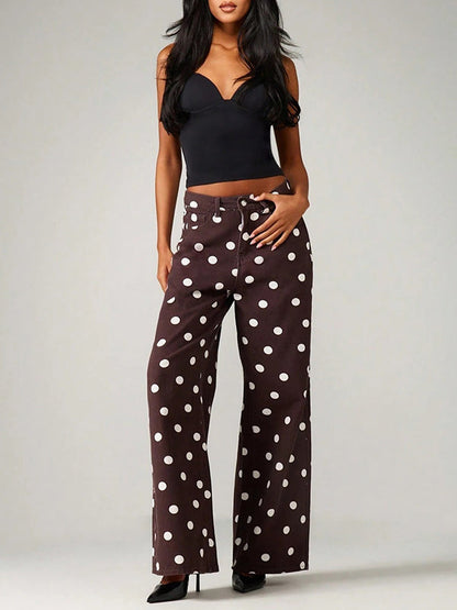 Polka Dot Wide Leg Jeans