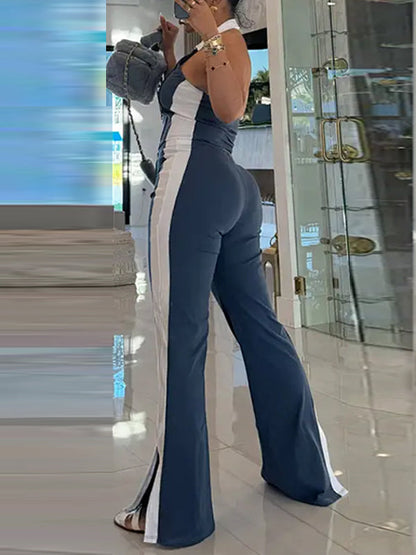 Two-Tone Halter Pants Set