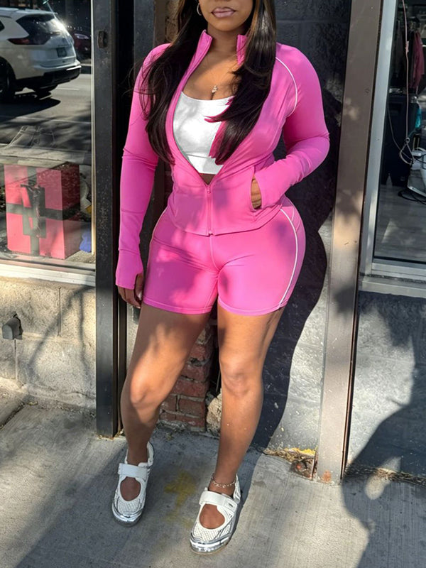 Solid Sporty 2PC Shorts Set
