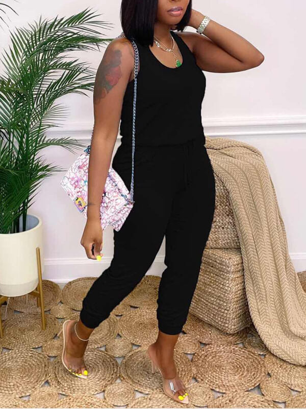 Sleeveless Drawstring Jumpsuit