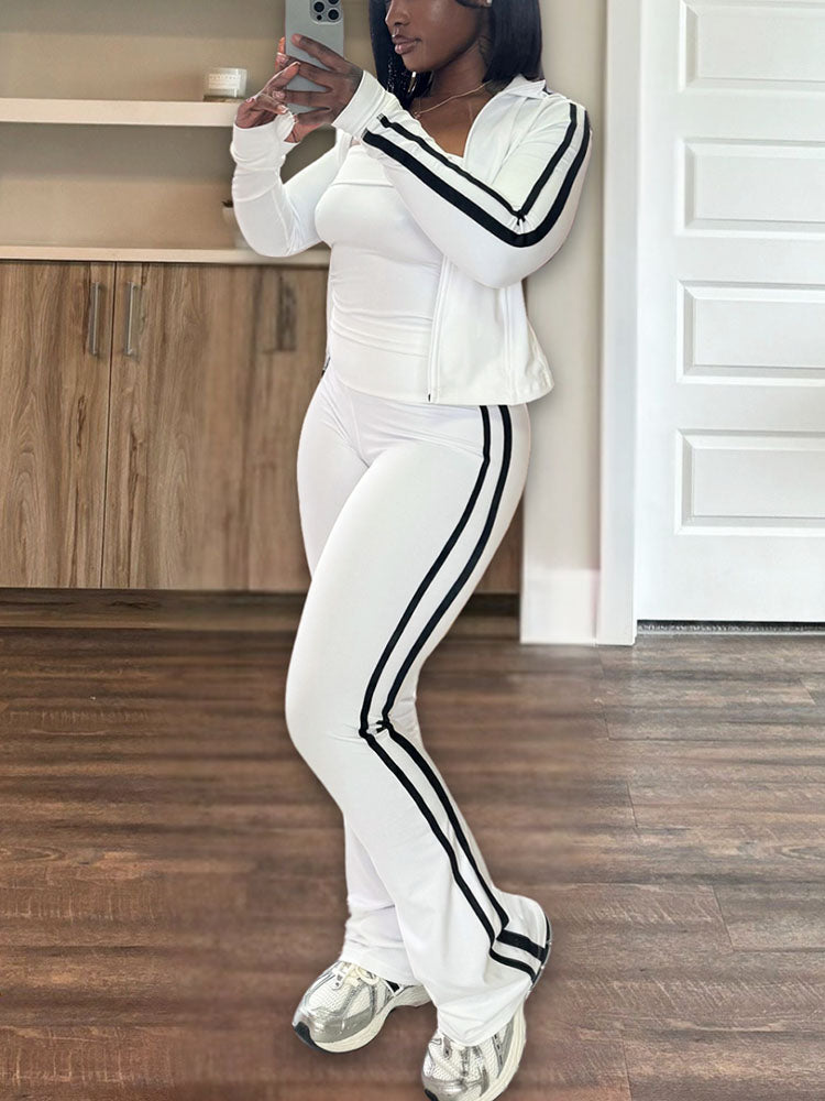 Striped Athleisure Three-Piece Set