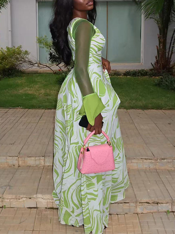 Printed One‑Shoulder Maxi Dress