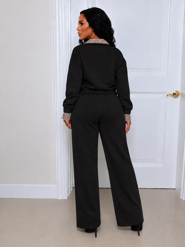 Plaid Combo Sweatshirt & Pants Set