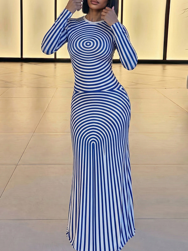 Color‑Block Print Maxi Dress