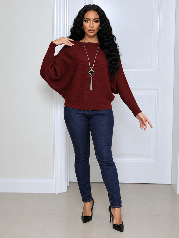 Solid Batwing Sweater