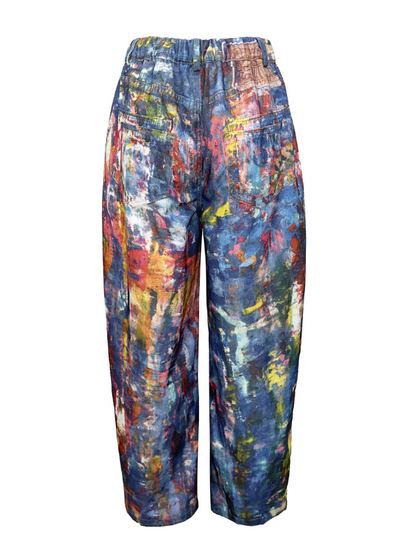 Morchique Abstract Colorblock Loose Casual Jeans