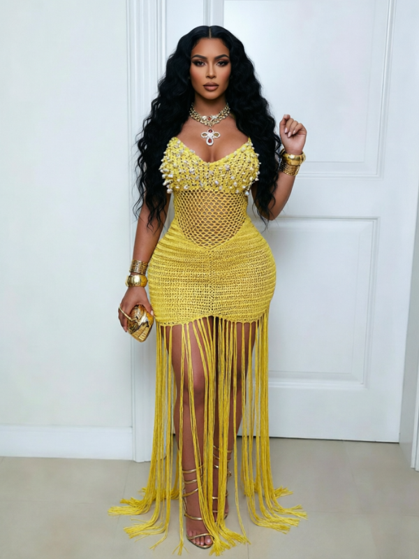 Knit Fringe Maxi dress