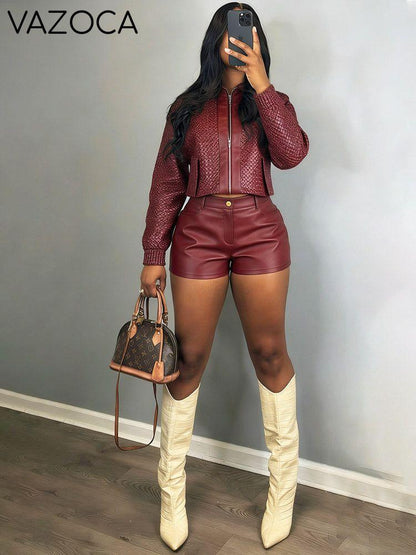 Leather Braid Jacket & Shorts Set