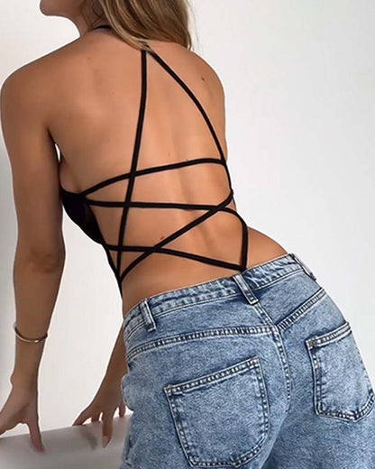 Hollow Backless Jumpsuit Bodysuit(Pre-sale) Black